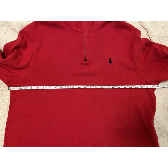 Polo Ralph Lauren Men's Sweater Preppy Rib Vintage Quarter Zip Pullover XXL Red - Picture 7 of 9
